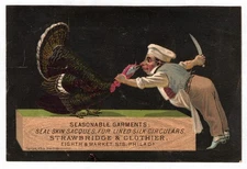 Strawbridge & Clothier "Chef & Turkey", Philadelphia Victorian Adv, Trade Cards