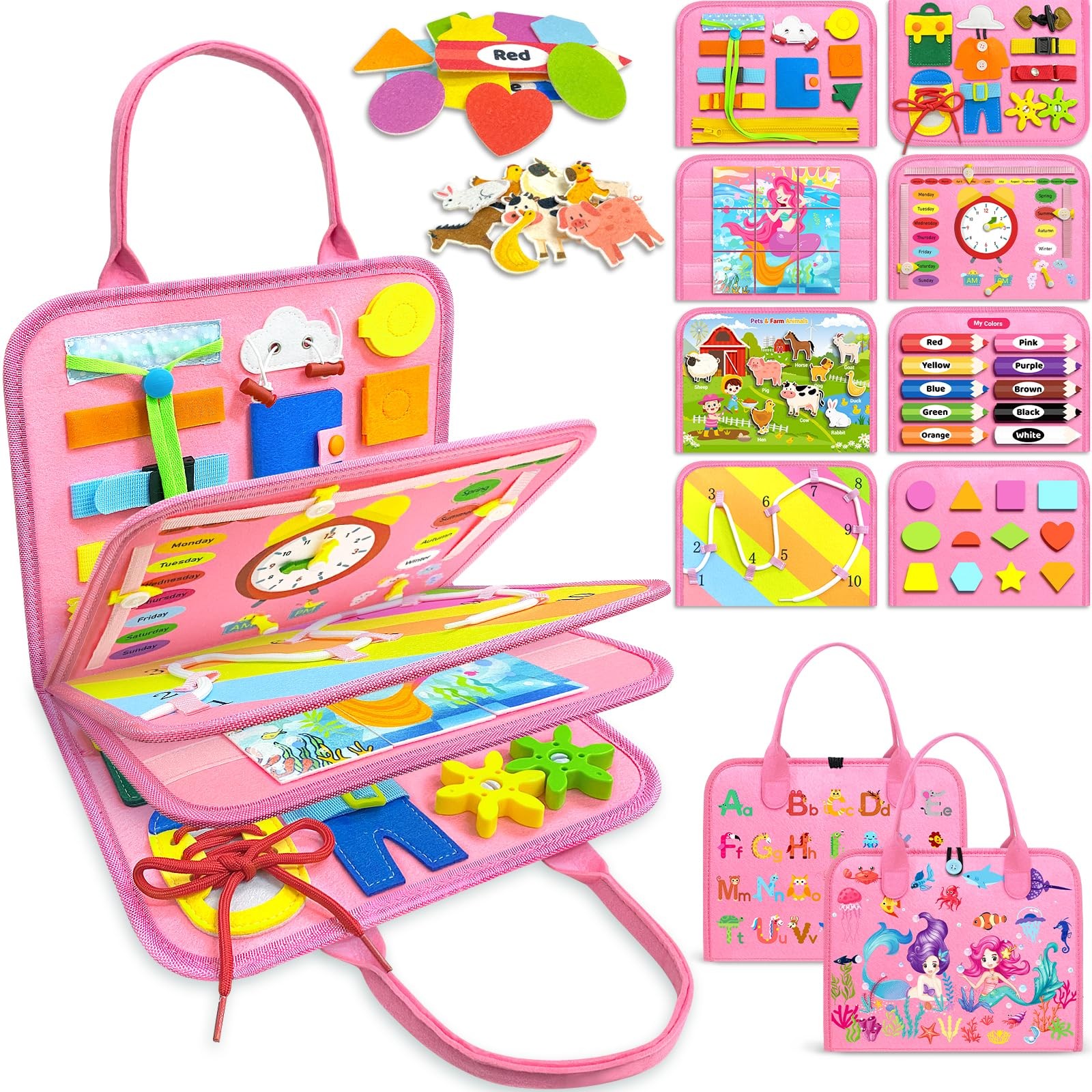 Busy Board Montessori Toys for Toddler Girl Birthday Gifts, Busy Book Sensory...