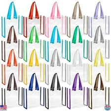 TaoBary 20-Pack Clear Tote Bags 10"x10"x4" Stadium Approved Vinyl with Handles