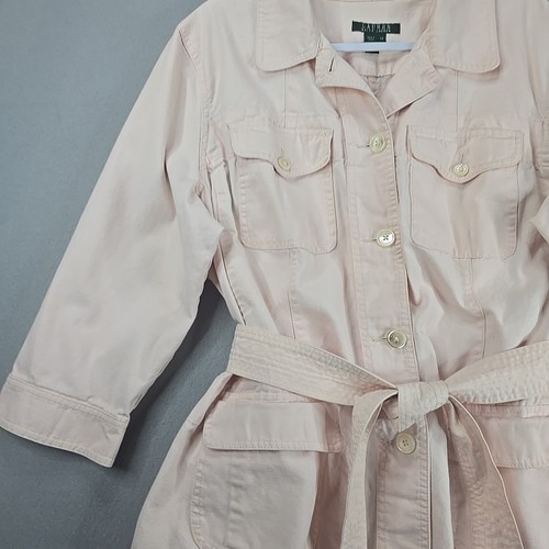 Ralph Lauren Light Peach Cotton Linen Blend Belted Jacket Size 2X Denim - Picture 5 of 9