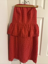 Allen B Strapless Red Dress Size 8 Knee Lengt...