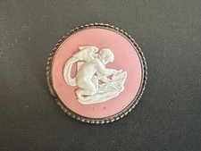 WEDGWOOD Angel Pattern Jasper Brooch Cameo Antique Made in England