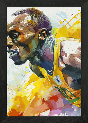 Usain Bolt Aquarell Kunst Gerahmtes Wandbild Poster Leinwanddruck Bild