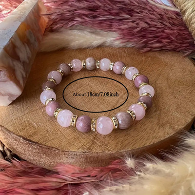 Natürliches für KRISTALL Redwood Perlen Armband Handarbeit leichter Stil
