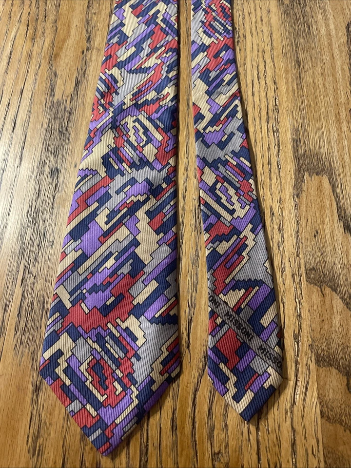 Corbata de seda geométrica abstracta Missoni Wild usada en excelente estado vintage años 80 hecha en Italia Foto 4 de 4