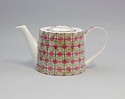 9952261-d Porzellan Tee-Kanne Kreise grau-rosa Jameson&Tailor 1,2l H12cm