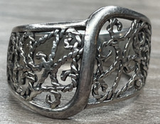 Modernist Sterling Silver 925 Scroll Open Work Filigree Wide Band Ring SZ 9 VTG
