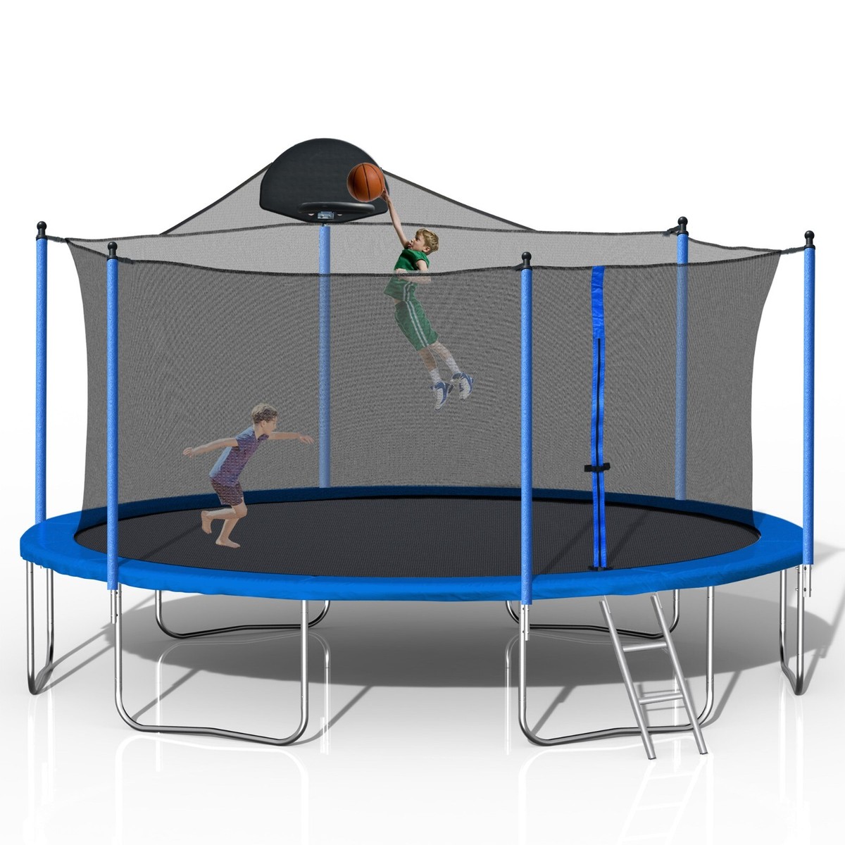 14FT Trampoline w/Safety Enclosure Net Spring Pad Ladder