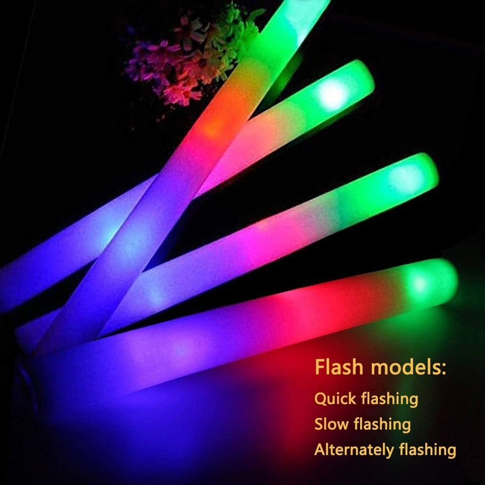 100-500 PCS Light Up Foam Sticks LED Wands Batons Party Dj Flashing Glow Sticks - Image 4 of 4