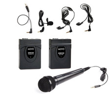 Movo WMIC60 2.4GHz Wireless Lavalier  Handheld Microphone System  164' Range