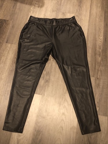 Ashley Stewart Black Faux Leather Women 