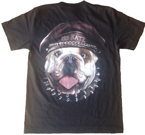 T-SHIRT CLASSICA CANE/BULLDOG/NO GATTI/GATTO COTONE 100% MAGLIETTA IDEA REGALO - Imagen 2 de 3