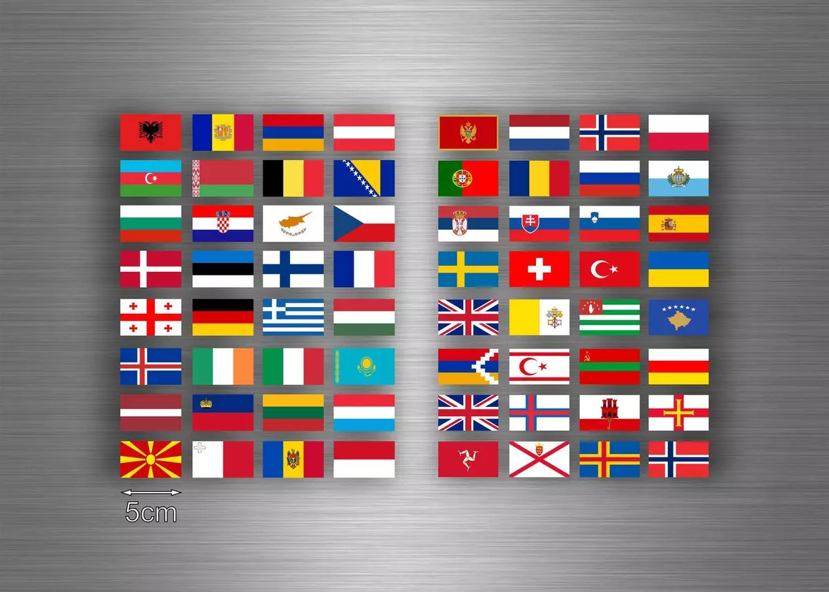 64x Aufkleber flagge fahne verschiedene europa staaten del erde r2