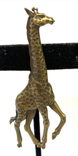 JJ Giraffe Brooch Pin Bronze Brass Tone Figural Vi
