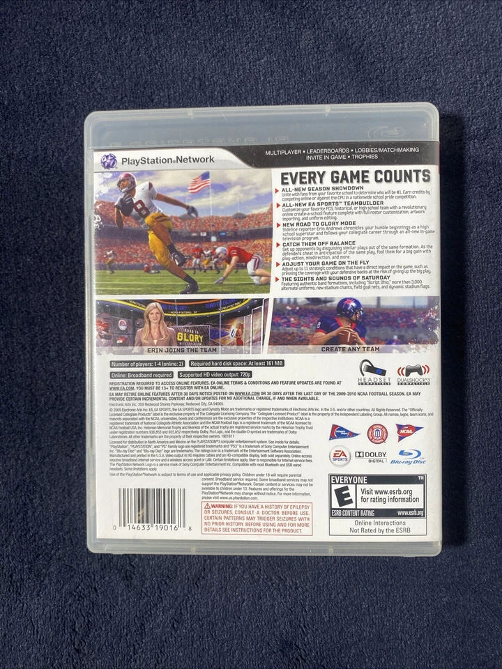 NCAA Football 10 Sony PlayStation 3, 2009 EA Sports CIB w/ Manual Video Game - Image 3 of 4