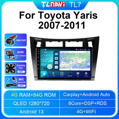 For Toyota Yaris 2007-2011 9" QLED 2K Android 13 Car Radio w/ Carplay & GPS Navi - Picture 44 of 48