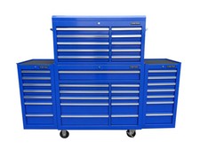 22 US PRO Tools Blue Tool Chest Box Steel Drawers Snap It Up 2 side cabinet 75"