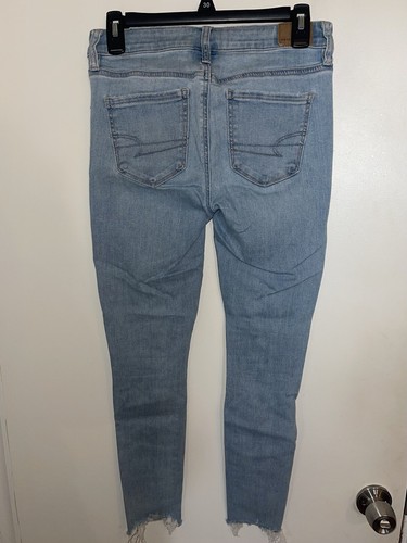 American Eagle Jegging Jeans 2 Short Light Washed Distressed Stretch - Picture 2 of 5