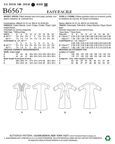 Abito aderente Butterick Easy CUCIRE PATTERN B6567 Misses' 6-14 o 14-22 - Foto 6 di 6