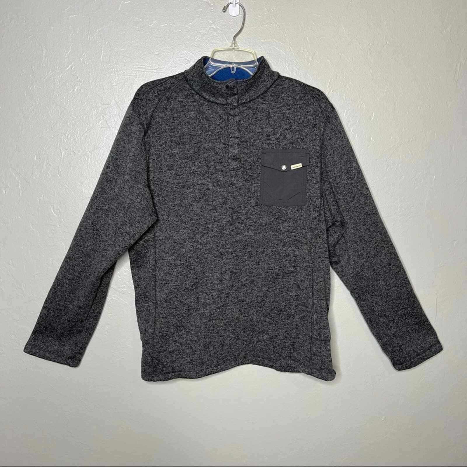 Woolrich Men's Gray Snap Button Pullover Knit Fle… - image 8
