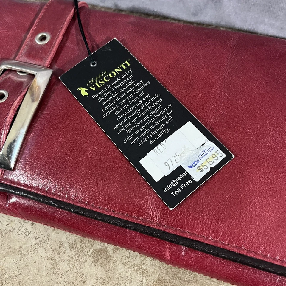 Cartera sin asas Sophia Visconti cuero chequera vino nueva con etiquetas nueva con etiquetas Foto 3 de 4