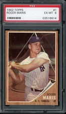 1962 Topps Baseball #1 Roger Maris PSA 6