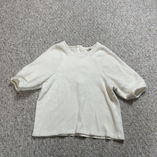 Madewell Cream Button Ribbed Sweater Women’s XS Half Sleeve Relaxed Fit
