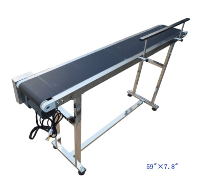 TECHTONGDA 110V PVC Belt Conveyor with Single Guardrail Stainless Steel