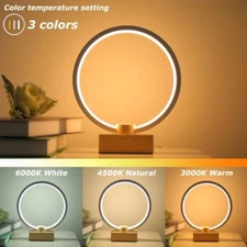 Table Lamp for Bedroom Round Modern LED Bedside Lamps 3 Colors Lighting