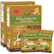 Pocas Honey Ginger Tea Matcha Instant Non GMO Gluten Caffeine Free 20 Ct 2 Boxes