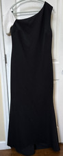 RTR Badgley Mischa One Shoulder Gown Black White Sz16 Prom Wedding Luxe MSRP 795