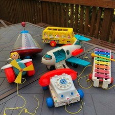 Vintage Fisher Price big lot Pull toys & others USA made 1960's to 1980's Great!