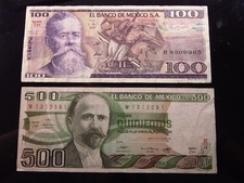 Mexico 100 Pesos 1981 500P 1982 8985h90 Banco de México Bank Money