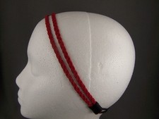 dark pink thin skinny braid double headband faux suede 2 strand braided