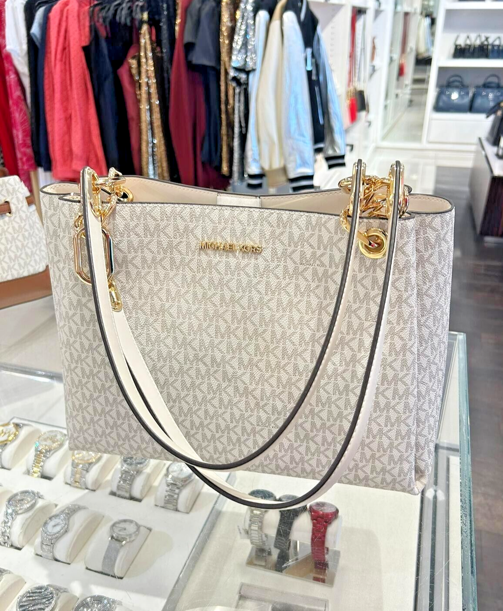 Michael Kors Trisha Women Large Triple Gusset Shoulder Tote Bag