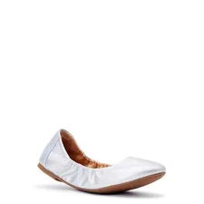 Time and Tru Scrunch Ballet Flats Shoes Women's 8 Silver Polyurethane Slip-On