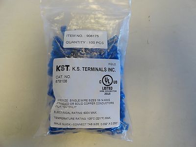 KST QUICK ELCTIRCAL WIRE CONNECTOR BLUE 18-14 AWG GAUGE SET OF (100) 878106 BOAT
