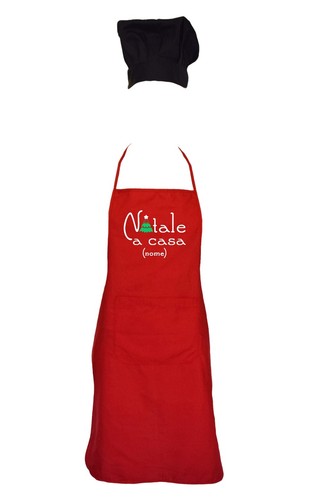 GREMBIULE ROSSO DA CUOCO NATALE A CASA DI..PERSONALIZZATO E CAPPELLO | eBay