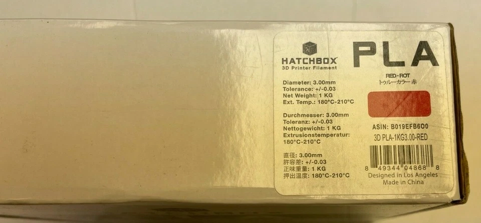 HATCHBOX 3D PLA-1KG 3.00-RED Printer Filament - Red - Image 2 of 2