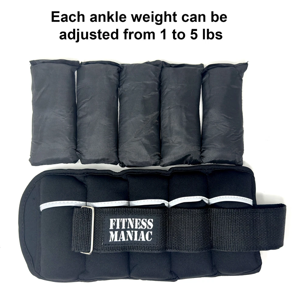 Par de pesas de tobillo ajustables hombres mujeres 10 libras peso total 1 a 5 lb por tobillo Foto 2 de 4