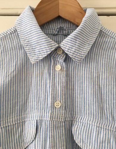 Topshop Moto Womens Blue White Striped Linen Blend Long-Sleeved Shirt UK 6 EU 34 - Picture 2 of 12
