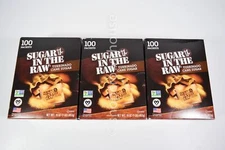 3 Sugar In The Raw TURBINADO Cane Sugar 100 Packets = 300 Total 16 oz 02/22/2028