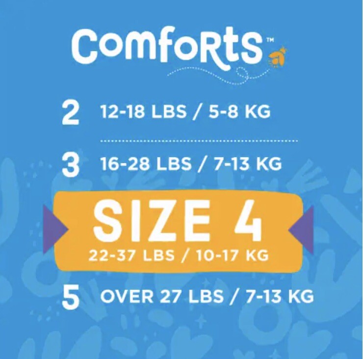 Comforts Day Or Night Diapers Size 4 ( 22-37 Lb) 28 Diapers