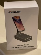 Cell Phone Stand with Wireless Bluetooth Speaker and anti Slip Base HD Black