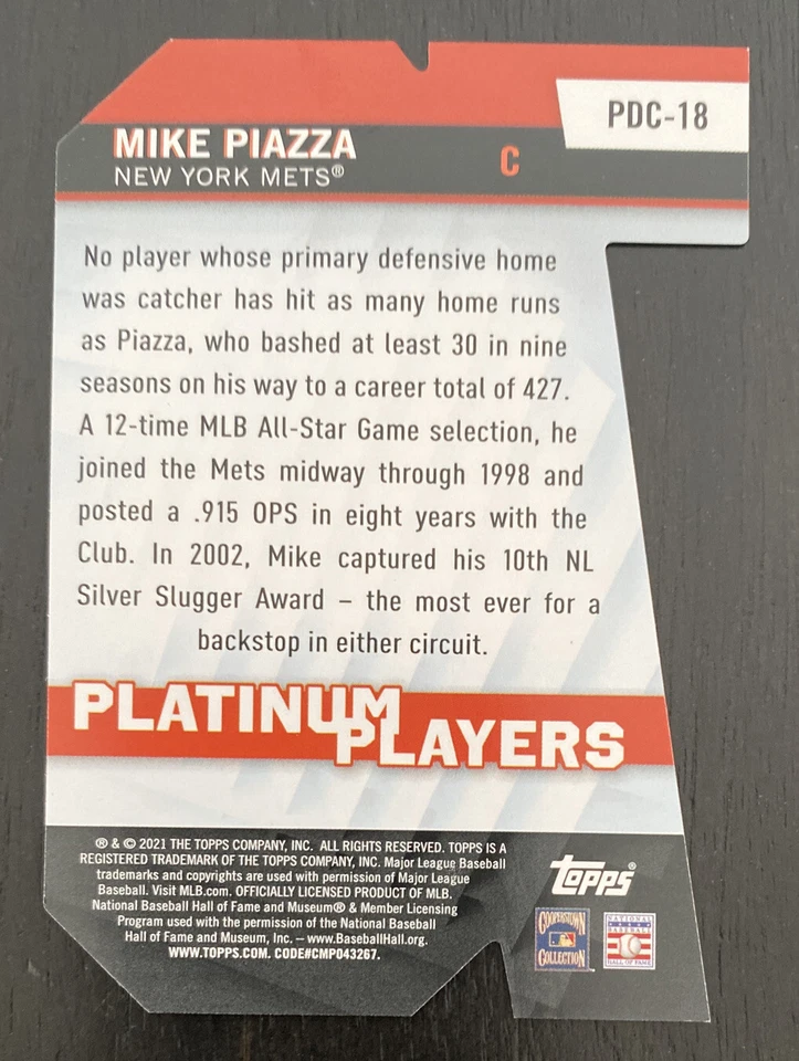 2021 Series 1 Platinum Players Die Cut #PDC-18 Mike Piazza - New York Mets - Image 2 of 2