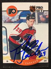 1990-91 PRO SET HOCKEY CARD TERRY CARKNER #212 HAND SIGNED W/COA NRMT RANGE CF