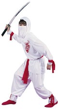 White Ninja Deluxe Child Costume White Hooded Shirt With Red Dragon Funworld