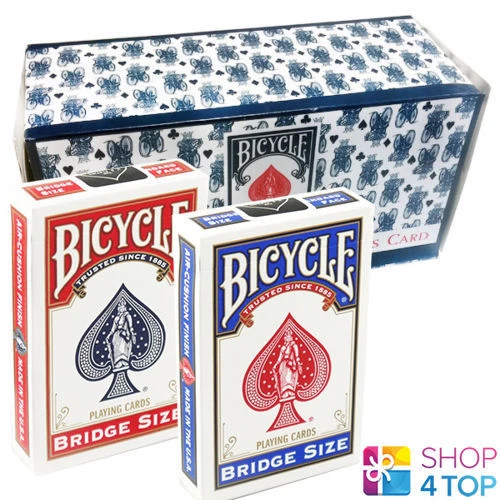 12 Decks Bicycle Rider Back Bridge Size 6 Blue 6 Red Box Case