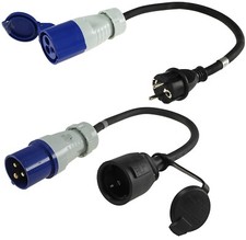 2 er Set Adapter CEE Schuko Anschlusskabel Wohnwagen Camping 230V 16A 3x2,5mm² 