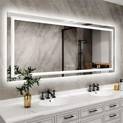 Oversized LED Bathroom Wall Mirror Dimmable Bedroom Barber Shop HD Vanity Mirror